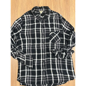 Woolrich Button Up Shirt 100% Rayon Long Sleeve Flannel Plaid Blue Women's XL B1